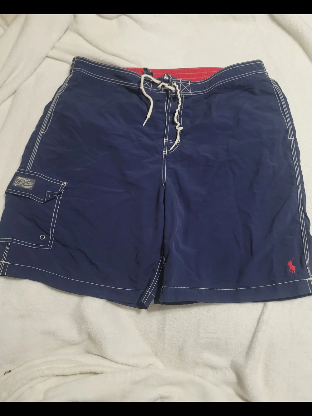 Polo by Ralph Lauren Men’s Navy Swim Trunks with Red Accents XL